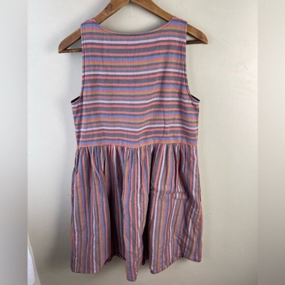 Madewell Scoopneck Tank Dress in Rainbow Stripe 100% Cotton A-Line Size S - Picture 5 of 12